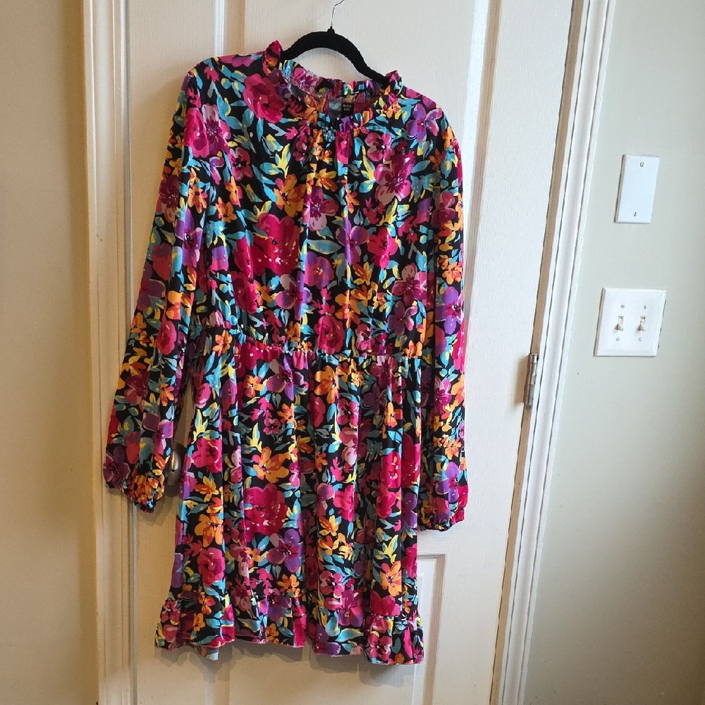 SHEIN Multicolor Floral Long Sleeve Dress
